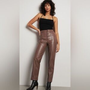 Dynamite Gisele Utility Faux Leather Straight Pants